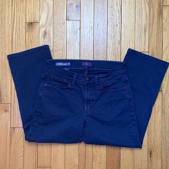 NYDJ Ariel Crop Navy Blue Capri Life Tuck Technology Jeans Pants sz 0 Stretch - Picture 3 of 8